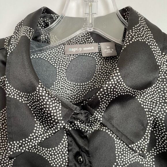🟢Apt. 9 Woman Black Circular Print Blouse Size M - Picture 4 of 6
